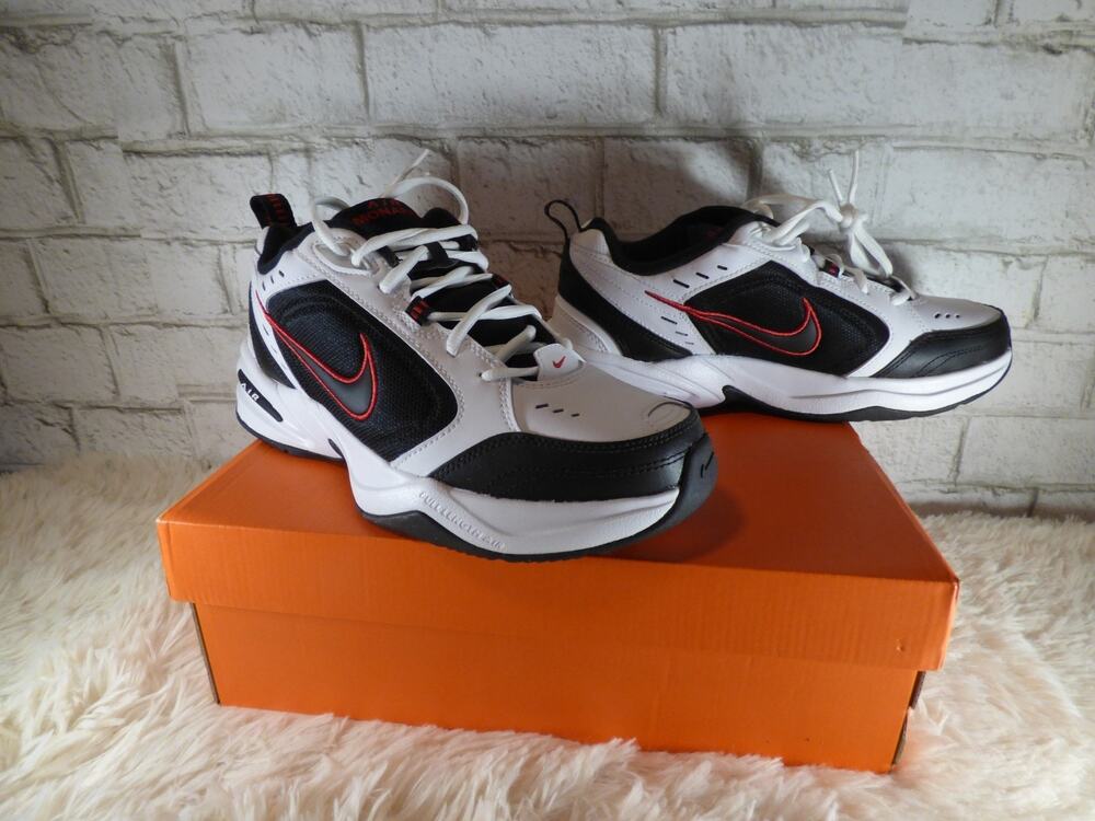 Men's Nike Air Monarch IV Training Shoes White Black Red Size 8.5 NEW